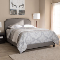 Baxton Studio CF8747-S-Light Grey-Full Odette Modern and Contemporary Light Grey Fabric Upholstered Full Size Bed